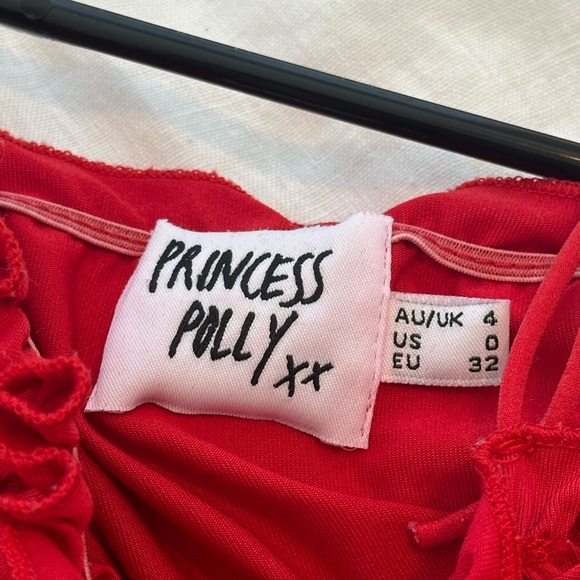 Princess Polly Red Ruffle Cropped Tank - Picture 3 of 5